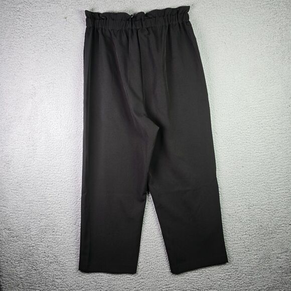 Adrianna Papell Black Paper Bag Wide Leg Pants Tie Waist Office Core Workwear - Picture 2 of 13